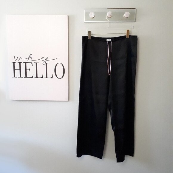 NWOT La Senza Lingerie black & pink satin-like pajama pants, L - Picture 1 of 5
